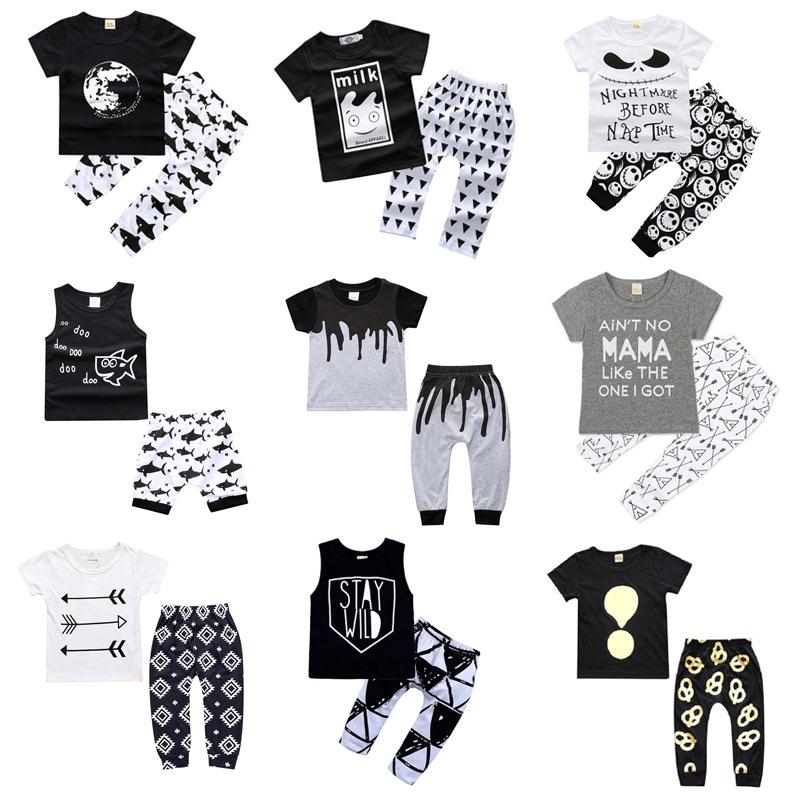 Spring & Summer INS Style Baby & Kids Short Sleeve Printed T-Shirt and Pants Set