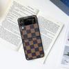 For Samsung ZFlip3 Mobile Phone Case Retro Plaid Nostalgic Brown Simple Anti-fall Leather Niche Neutral Style