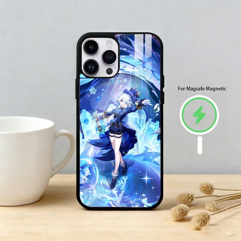 G-Genshin Impact F-Furina Phone Case For iPhone 17/16/15/14/13/12/Plus/Pro/Max for Magnetic Wireless Charging
