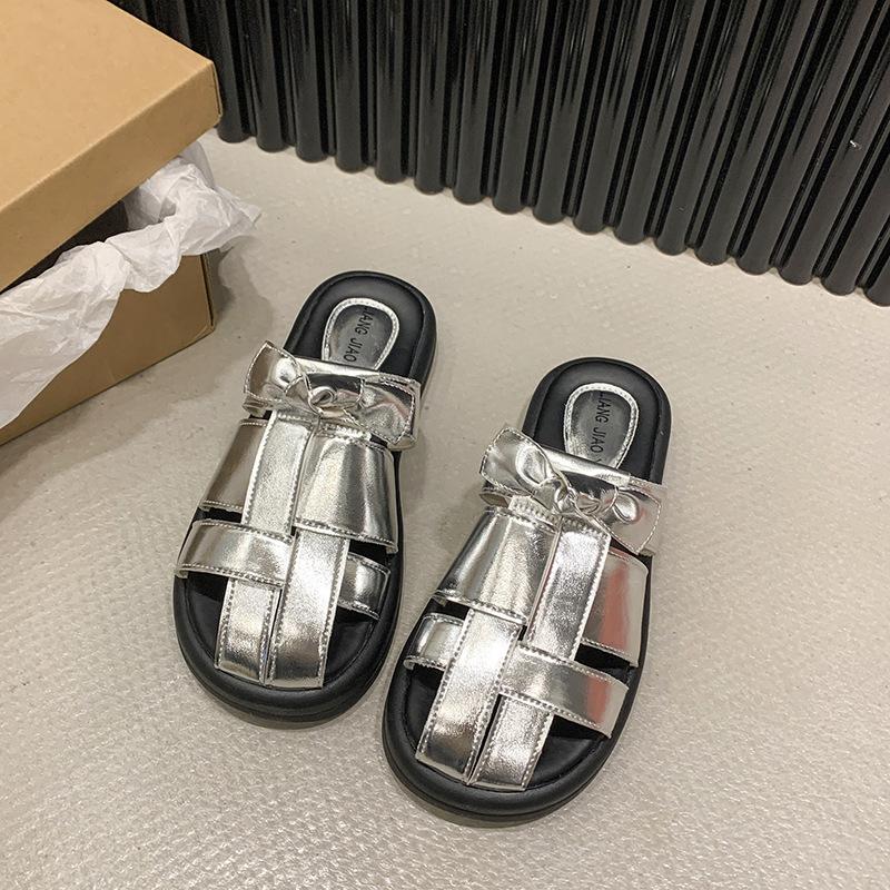 Platform Slippers Female Spring New Comfortable Flat Hollow Slippers Female