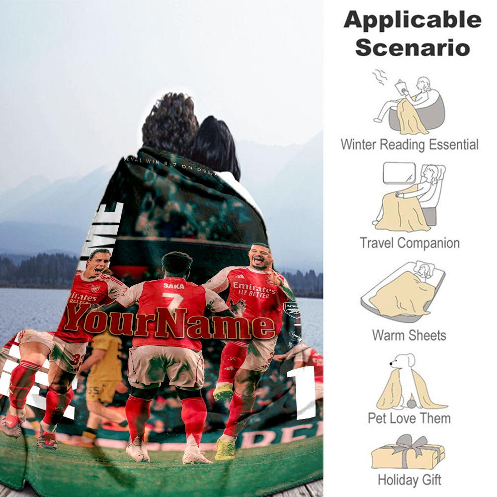 Arsenal Personalized Name Blanket Lightweight Customizable Blanket Soft & Cozy Throw For Living Room Seaside Home Decor Picnics All-Season Use