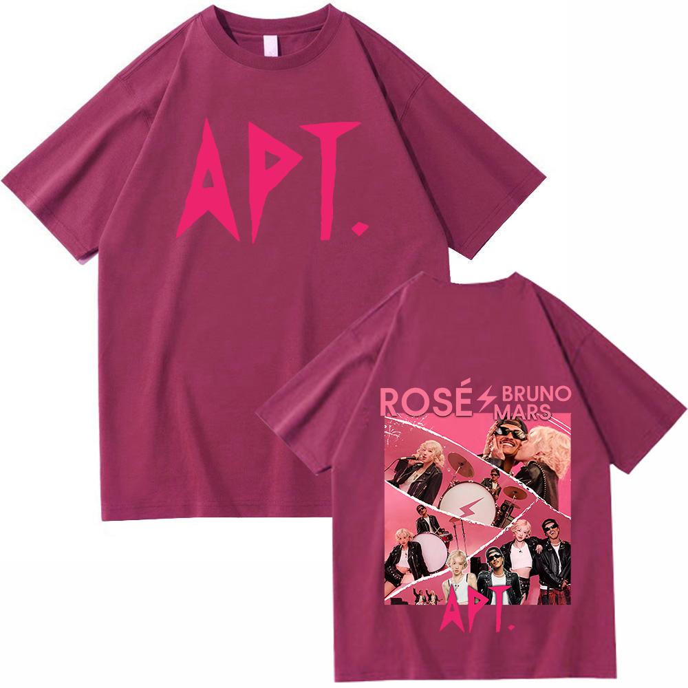 2025 Bruno Mars And Rose APT TShirts Unisex Harajuku ONeck Short Sleeve Popular Music Shirts Fans Gift