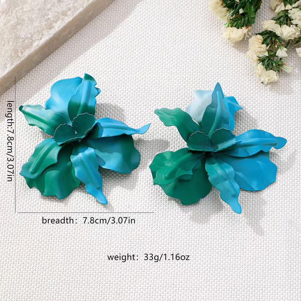 European Handmade Floral Stud Earrings: Sweet, Multi-Color, Pleated Design