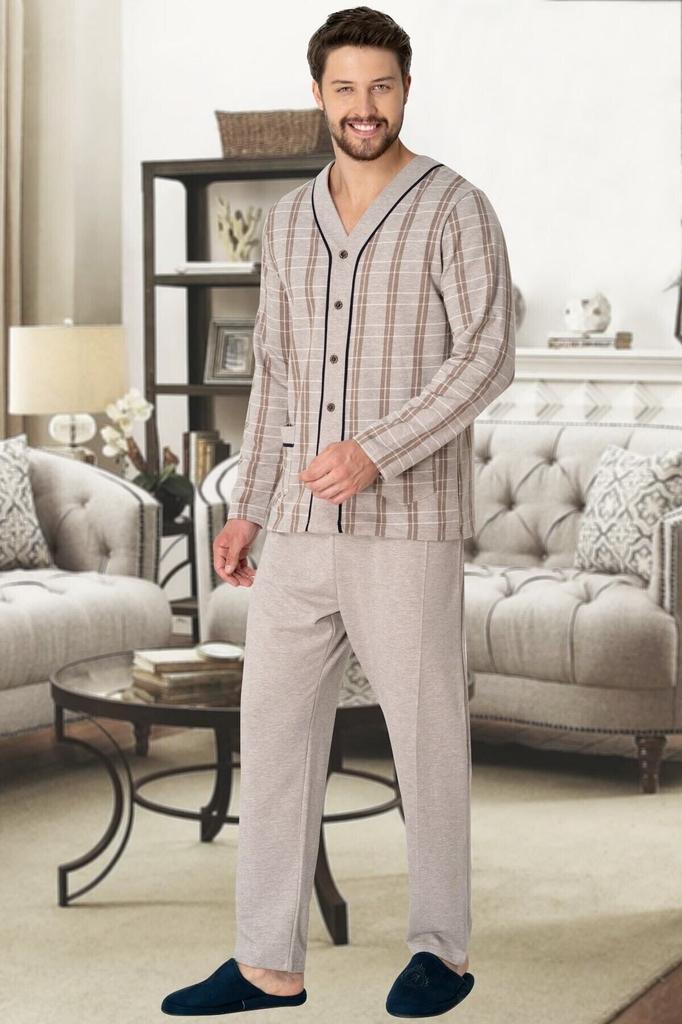Men's Plus Size Pajama Set Mecit Melange Open Front Plus Size Men's Pajama Set 2710