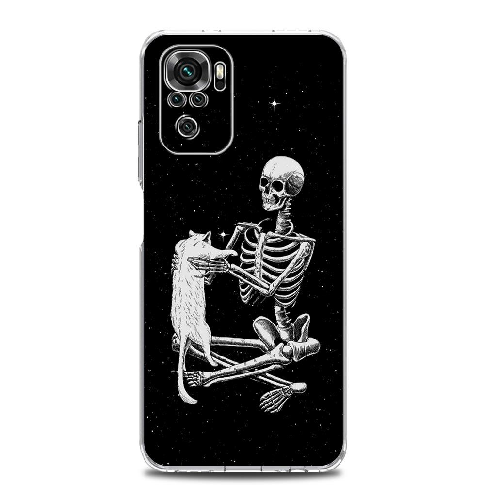 Phone Case For Xiaomi Redmi Note 13 12 5G 9S 9 8 10 11 Pro Plus 4G 9T 13C 12C 10C 9C 9A 7 Pro Clear Cover Funny Skeleton