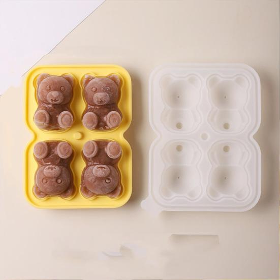 Silicone Ice Tray Cute Bear Shape Ice Mold Easy Release Ice Cube Maker for Coffee Milk Tea Juice Chocolate Jelly Soap Mold for Party Family