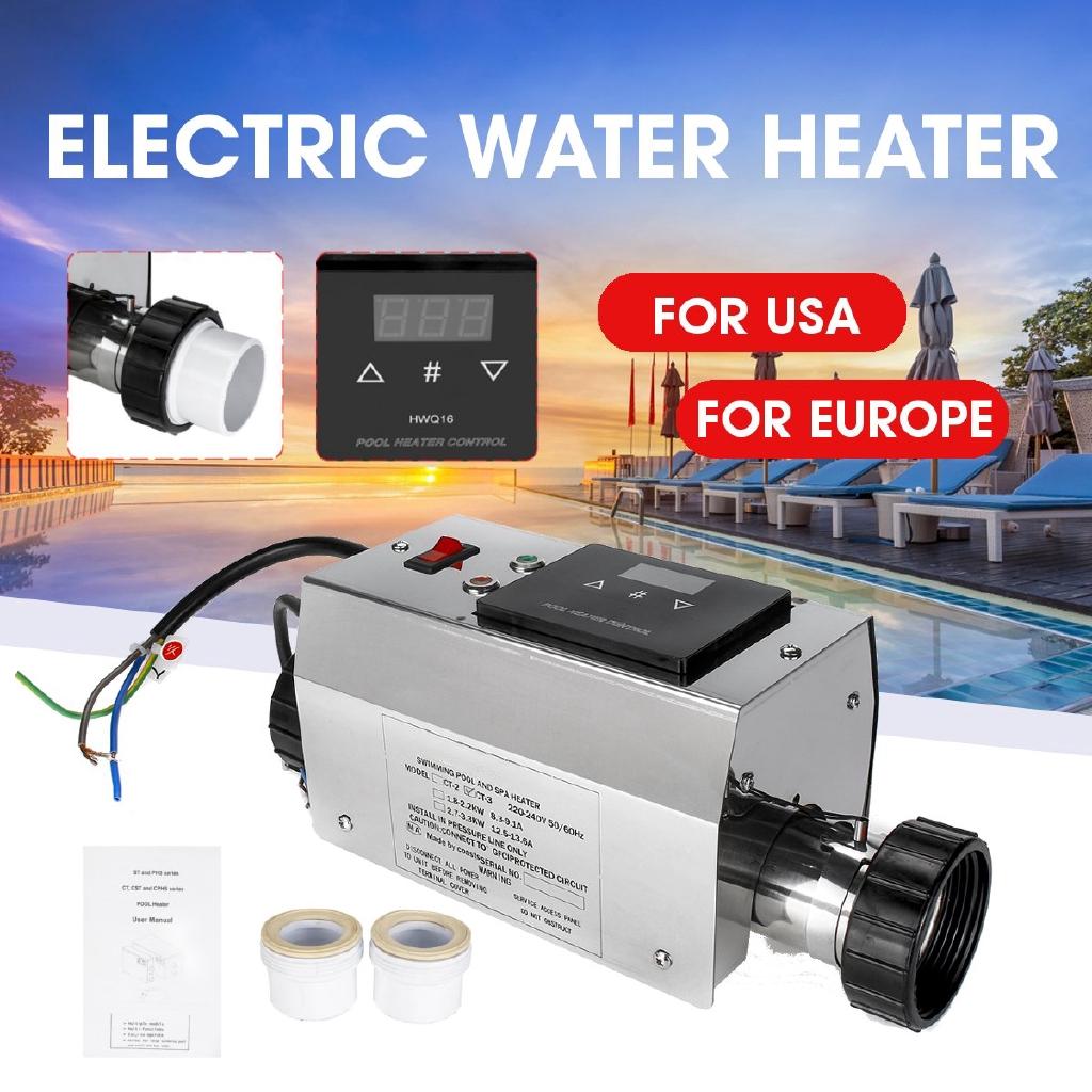 220V 50/60Hz Pool Heater Electric Swimming Pool and SPA Bath Heating Tub Water Heater Thermostat Swimming Pool Accessories 3KW
