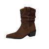 Women's high-heeled short boots autumn and winter new suede large-size casual Roman boots