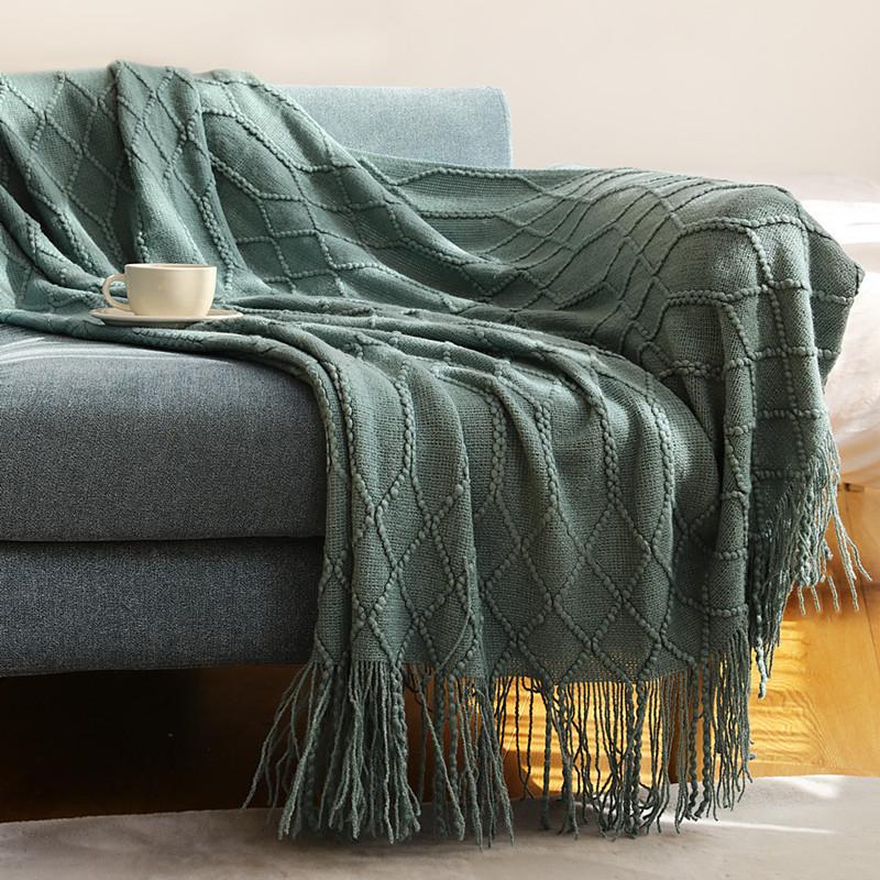 Scandinavian Woolen Throw Blanket Warm Knitted Sofa Cover Blanket Bed Tail Sofa Throw Blanket Thick Winter Office Lunch Nap Blanket