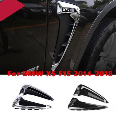 2PCS Side Wing Airflow Fender Grille Intake Vent Trim Black Chrome For BMW X5 F15 2014 2015 2016 2017