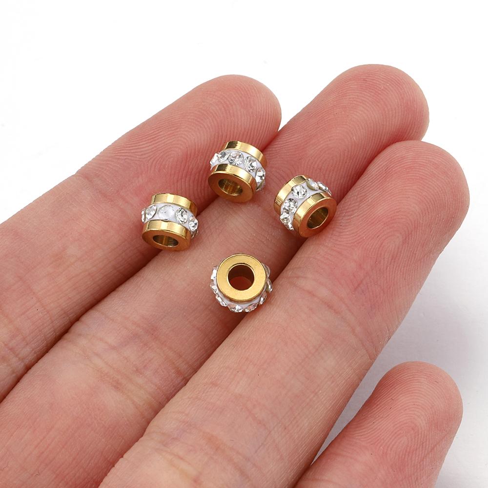 20 stuks 10 stuks Roestvrij Staal Strass Kralen Goudkleurige Spacer Losse Kralen Bedels voor Sieraden Maken Armband Ketting DIY