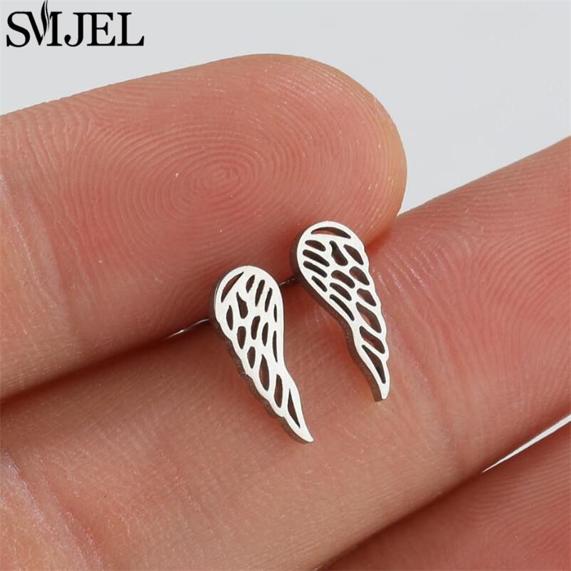 2026 Stainless Steel Geometric Stud Earrings for Women Star Sun Moon Earings Fashion Jewelry Angel Wing Ghost Ear Pendientes
