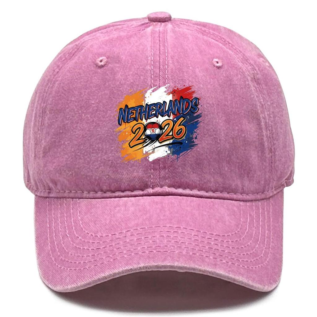Baseball Hat With 2026 Football Soccer "NETHERLANDS" Flag Printed , Adjustable Sun Hat Casual Hip Hop Retro Unisex Sports Hat