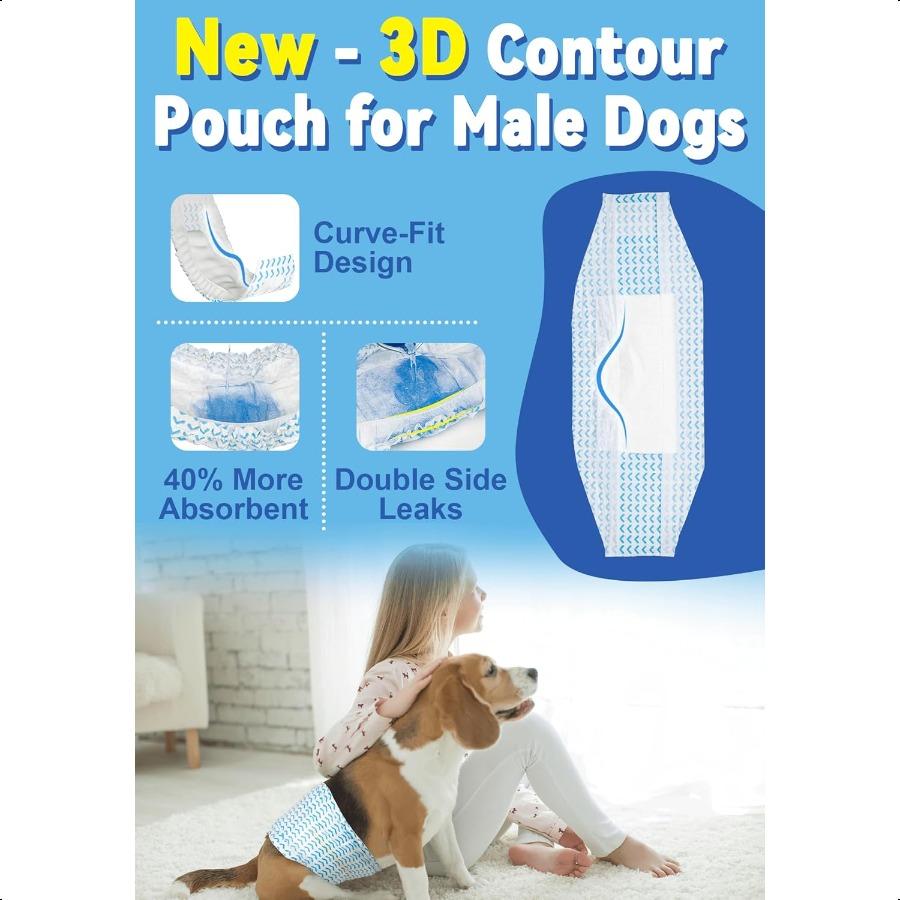 

Подгузники для кобелей Улучшенный 3D контурный впитывающий слой Подгузники-пояса для кобелей с индикатором влажности 360° Защита от протекания Подгузник для щенка кобеля для United States