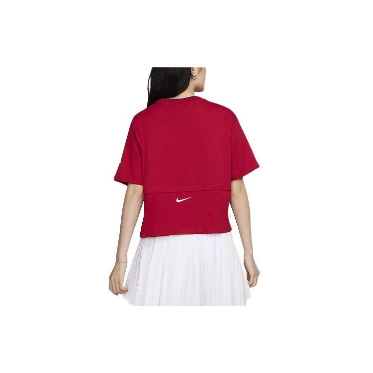 Nike Sportswear Soft Comfortable Loose Fit Drop Shoulder Cropped Top Women Tops Red HF6291687