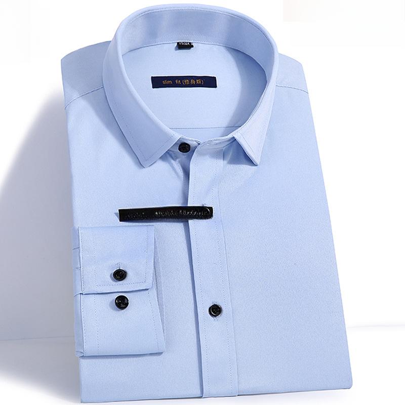 Мужская приталенная белая рубашка с длинным рукавом 3XL синий