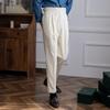 Einfarbig Hohe Taille Casual Anzug Hose Männer Frühling Trendy Gürtel Hosen Männlichen Business Büro Mode Plissee Gerade Hosen