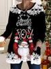 2025 Autumn Winter New Plus Size Women's Tops, Christmas 3D Print Fashion Crew Neck Long Sleeve T-Shirts