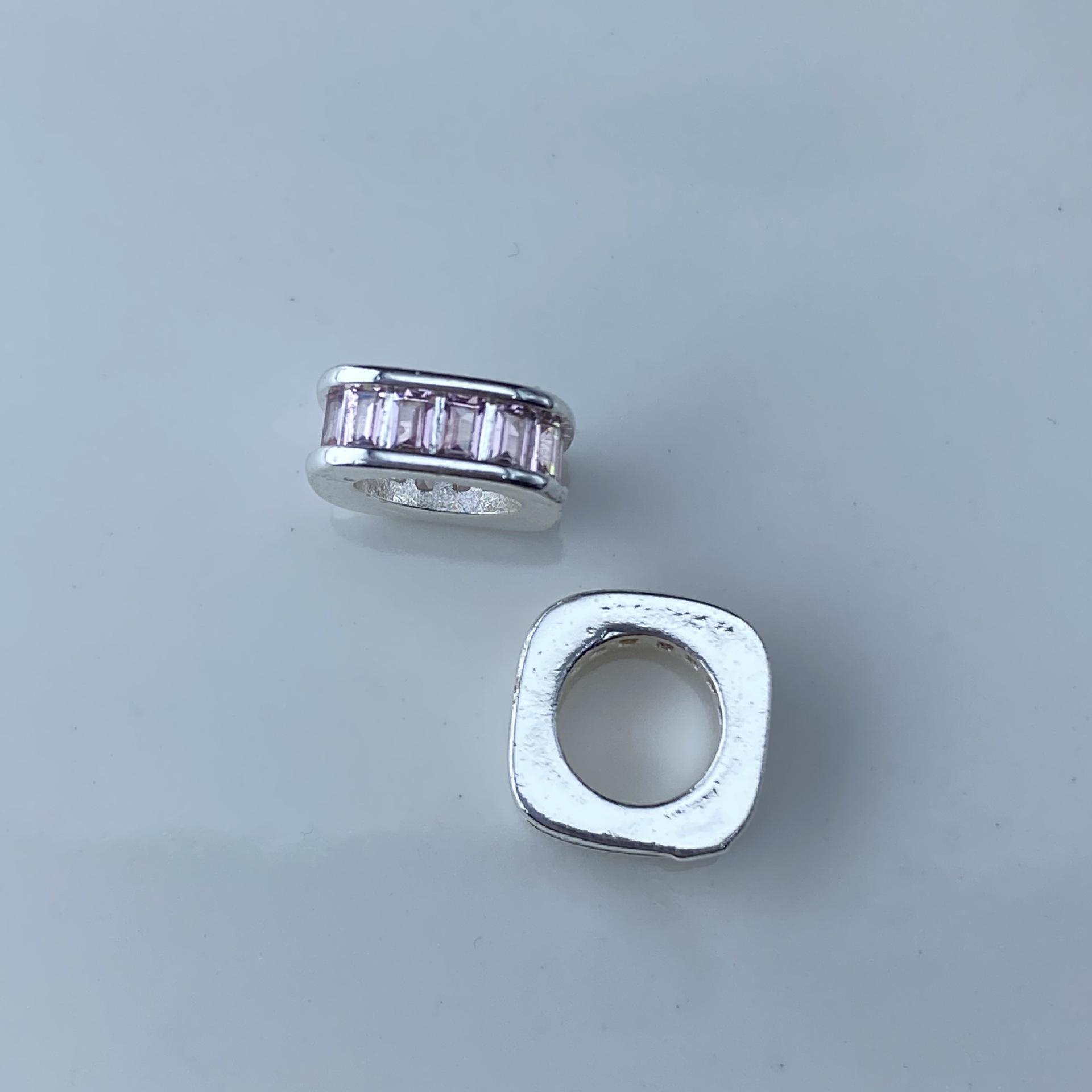 Серебряные квадратные бусины-разделители с цирконами для DIY-украшений - Ручная работа, хрустальные аксессуары Wenwan