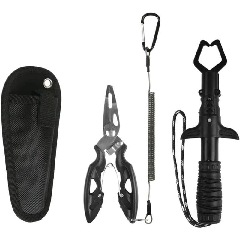 Professional Multifunctional Fishing Pliers Tool Set with Hook Remover, Split Ring Pliers, Built-in Tape Measure and Line Cutter, All-in-one Fishing