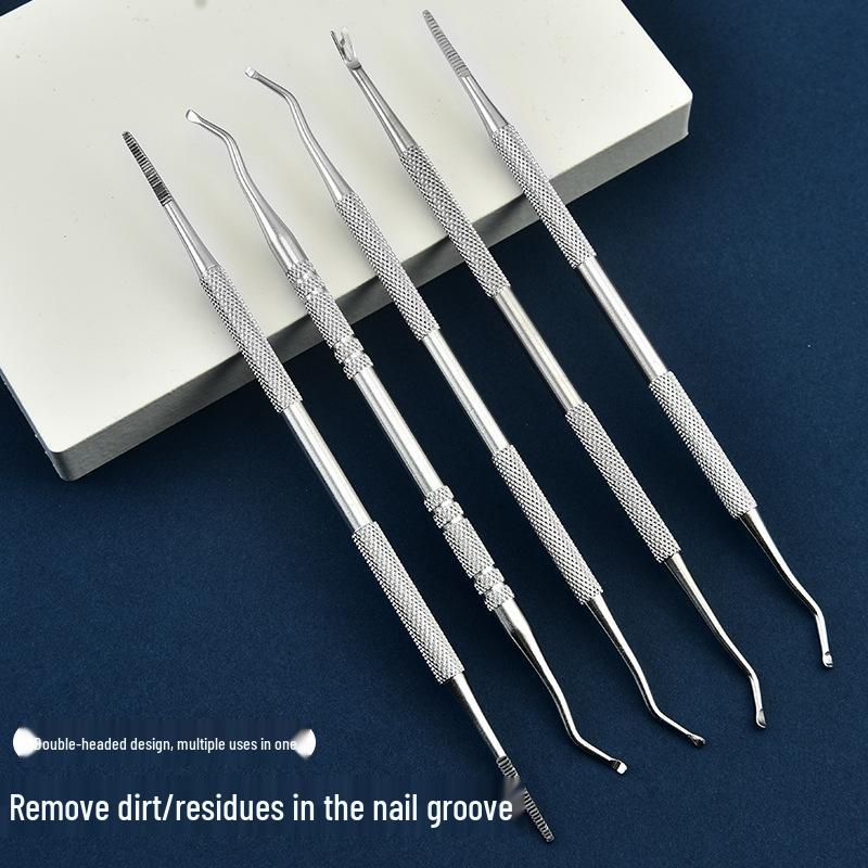 Stainless Steel Double-Ended Cuticle Pusher & Nail File Set