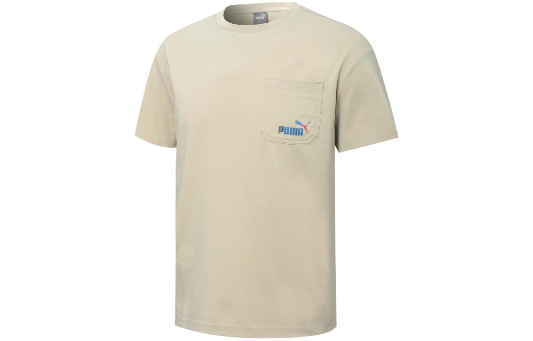 PUMA T Shirts Unisex Ecru Crew Neck Moderate Straight Fit 671962-64 S