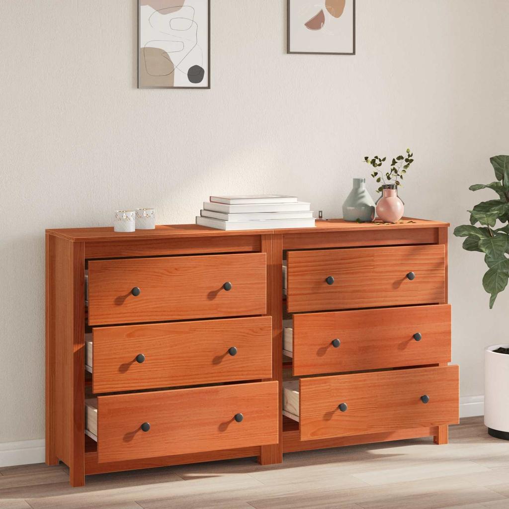 Sideboard with Drawers 2 pcs Wax Brown 140 x 35 x 80 cm