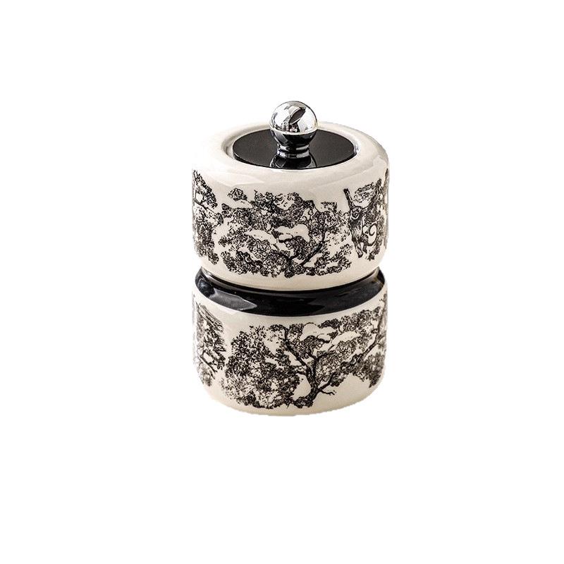 Ceramic Retro Toothpick & Cotton Swab Holder - High-End Home Decor Jar