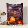 1pc Halloween Cat Decorations Blanket Lightweight Blanket Throw Blanket For Sofa, Bed, Travel, Camping, Livingroom, Office yy251010018