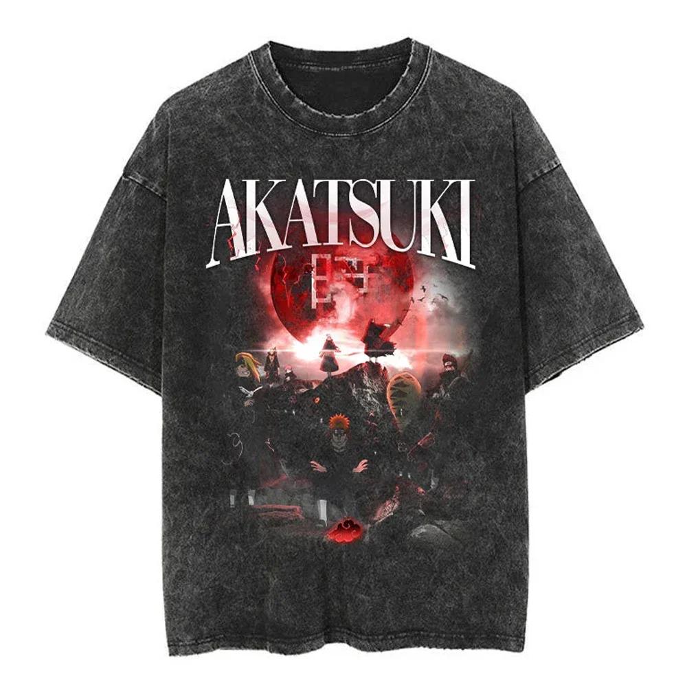 New Men Vintage T Shirt Hip Hop Streetwear Tshirt Japanese Anime Naruto Print Tops Tees Harajuku Summer Short Sleeve TShirt