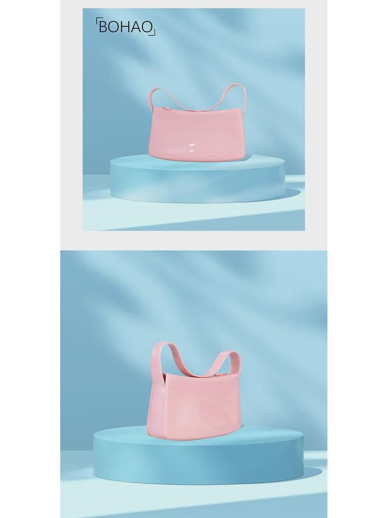 Bohao PVC Barbie Jelly Bag: Fashionable & Versatile Soft Handle Handbag, Dirt-Resistant, Easy to Clean, Summer Women's Shoulder Bag.