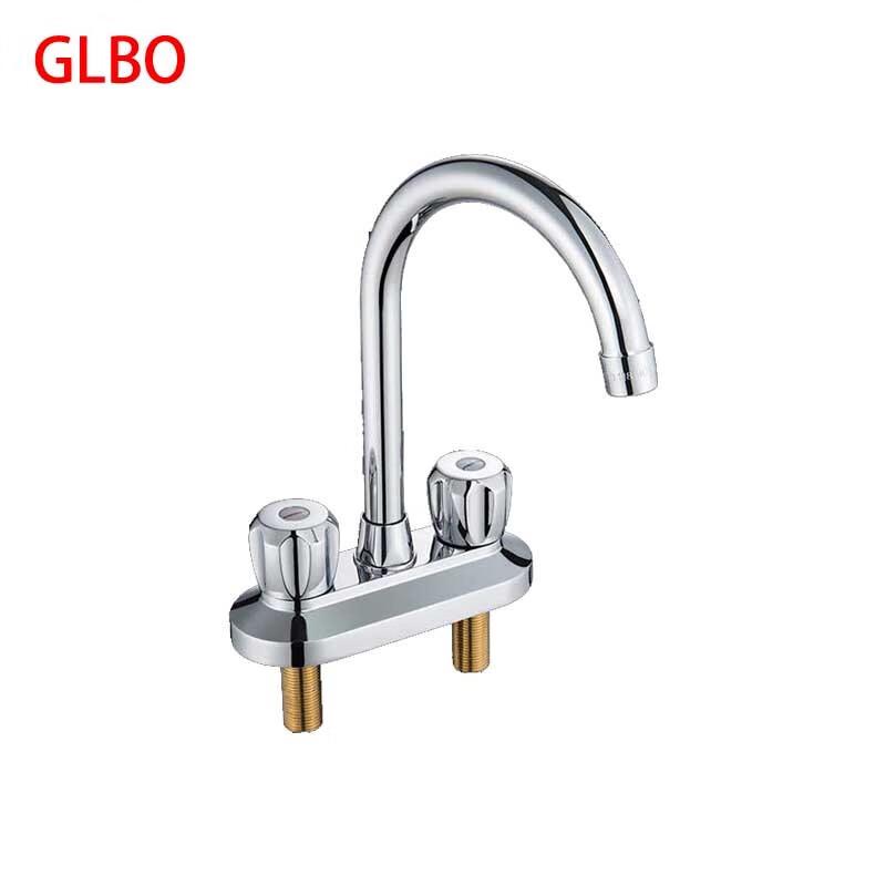 GLBO Dual-Handle Swivel Brass Kitchen Faucet