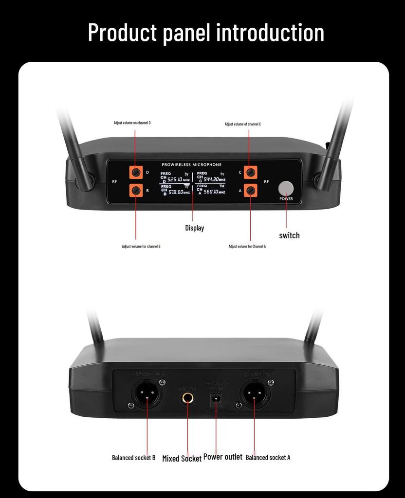 Wireless U-segment 4-in-1 Microphone for Home, Outdoor Karaoke, Meetings, and Performances