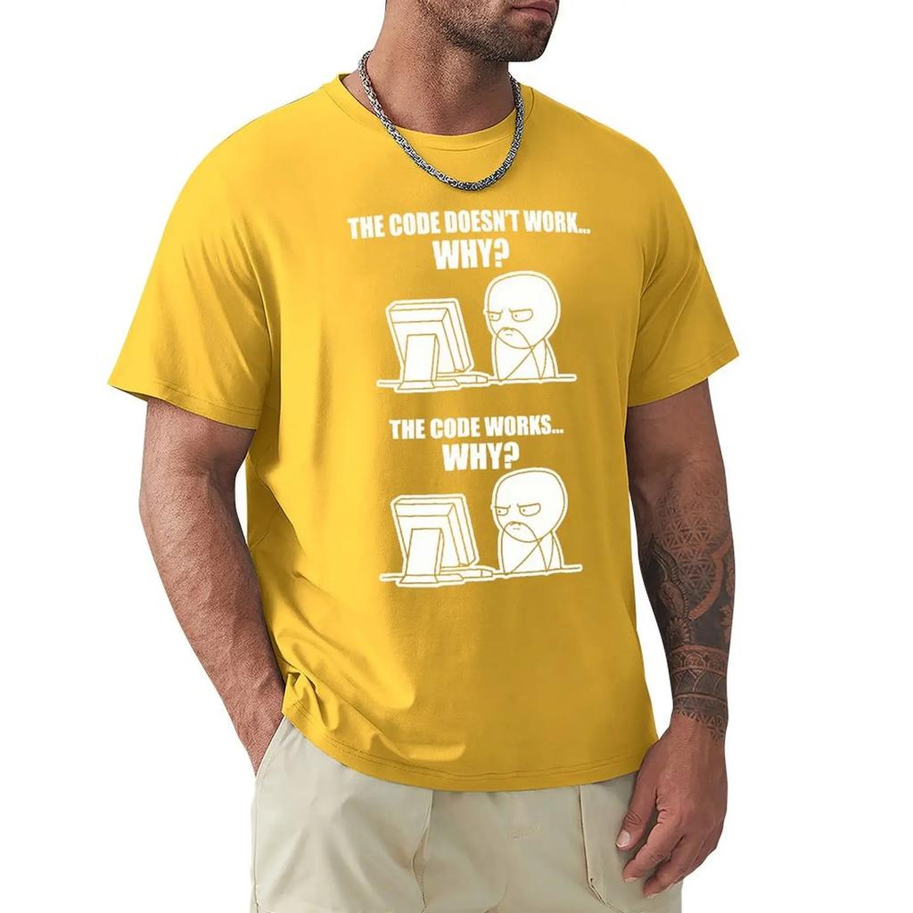 Creative Funny Programmer Code Works Why Meme Print T-Shirt Camiseta Hombre Linux Operating System Fashion Streetwear For Gift