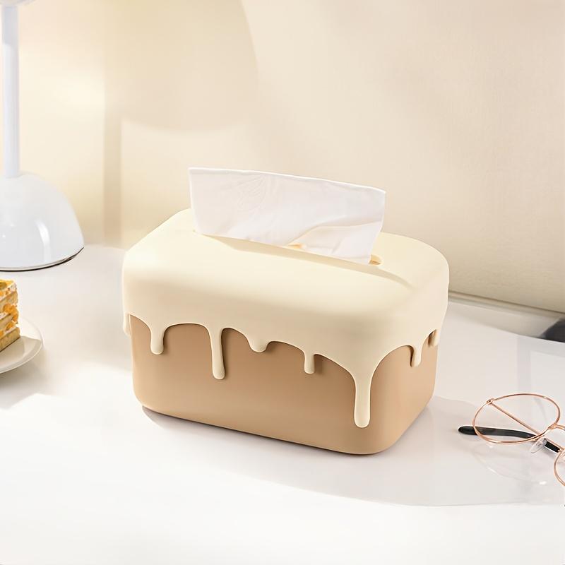 1 pz Copertura Decorativa per Scatola di Fazzoletti Stile Morbido, Meccanismo a Molla, Non Lavabile, Plastica, Forma Quadrata con Design Gocciolante per Decorazione Casa Bagno