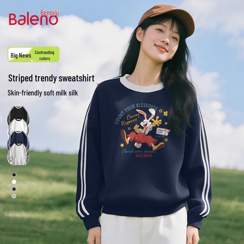 Baleno Women's 2026 Spring/Autumn American Vintage Round Neck Pullover Sweatshirt
