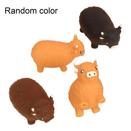 Highland Cow Squeeze Toy Anxiety Relief Highland Cattle Sensory Toy Soft Stretchy Animal Pinch Toy Home Office Relaxation Tool
