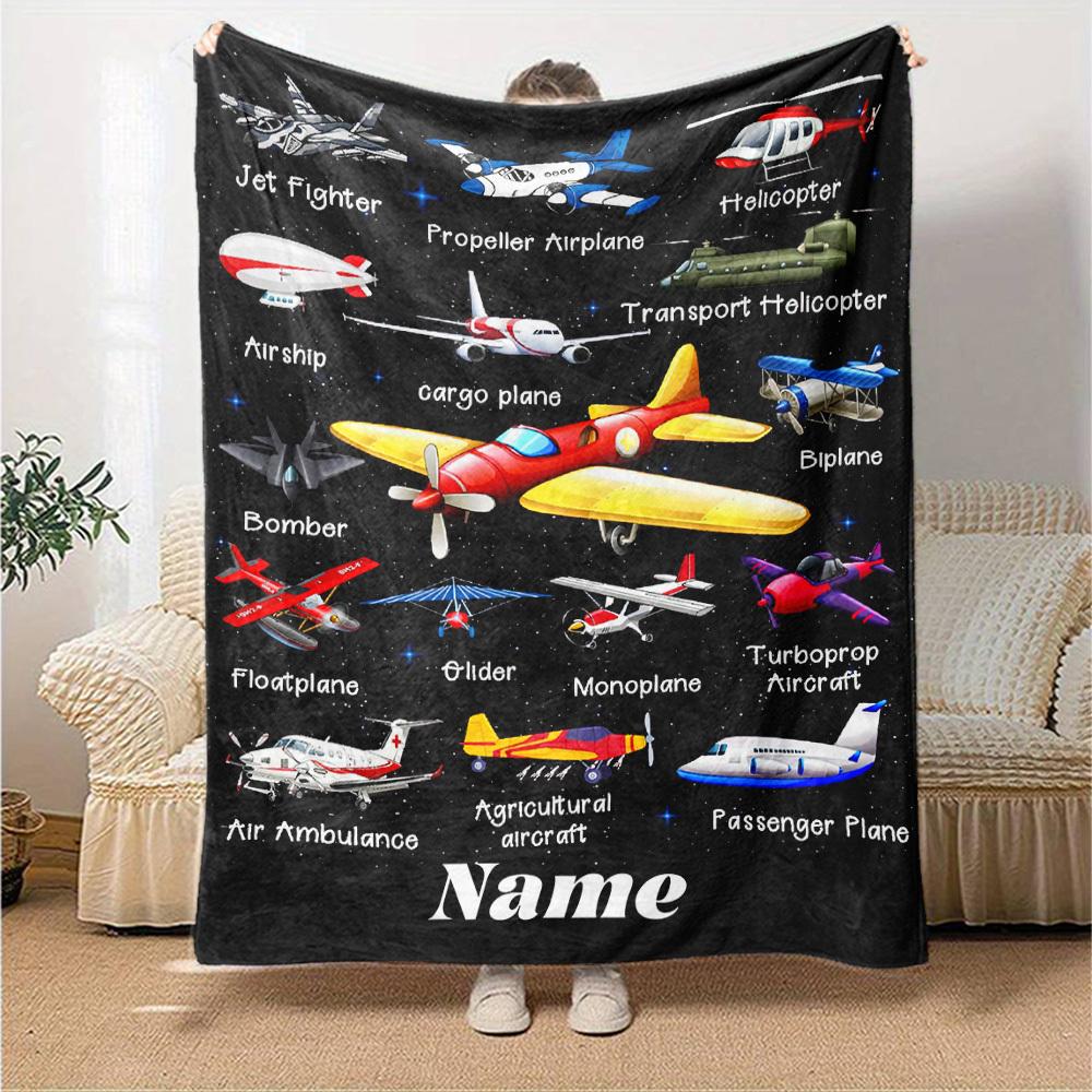 Airplane Model Throw Customizable Blanket Name Warmthful Decor Perfect For Sofa Couch Office Bed Picnics For All Occasions Cozy Home Lovers Unique