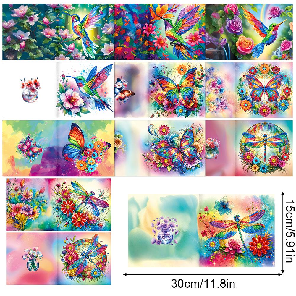 12PCS DIY Animals Pattern Diamond Painting Greeting Card Set Diamond Art Greeting Cards for Birthdays Thanksgiving and Holidays