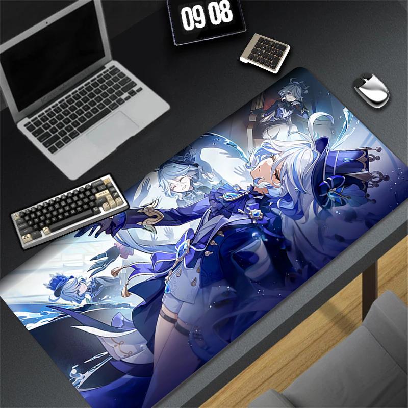 Genshin Impact Furina Anime Game Mouse Pad Kawaii Gaming Accessories Large NonSlip Keyboard Mat For Pc Laptop Office 900x400