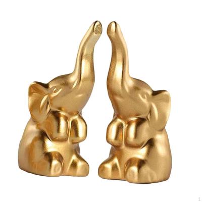2x Mini Elefantenstatuen Schreibtischornamente Sammlung Tierskulpturen Miniaturfiguren für Schreibtisch