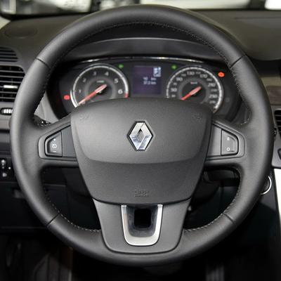 Para Renault Laguna 3 Latitude Renault Samsung SM5 SM7 2009-2018 Funda de Volante de Coche de Cuero Negro Cosida a Mano