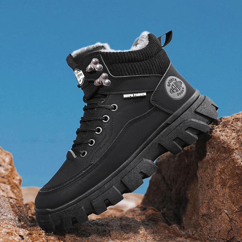Fashion Winter Boots Trendy Men High Top Ankle Boots Luxury British Workwear Short Boots Fashion Thick Soled Warm Casual Cotton Shoes
