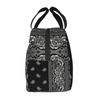 Schwarzweiß Paisley Chicano Bandana Stil Tragbare Lunchbox Damen Wasserdicht Kühler Thermisch Lebensmittel Isoliert Lunchtasche Schule