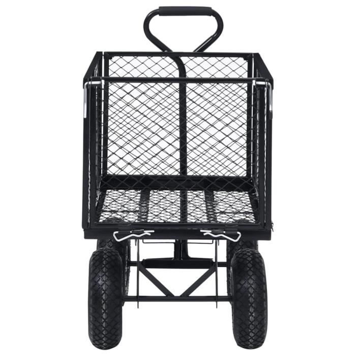 Hand Cart - Black - Durable Steel - 350 Kg - Large Pneumatic Wheels - Gardening