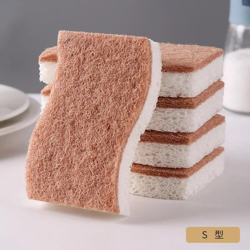 1/6/12pcs Clean Wood Pulp Cotton Scouring Pad Dishwashing Stain Removal Non Sticky Soft Sturdy Household Kitchen Cleaning Cloths