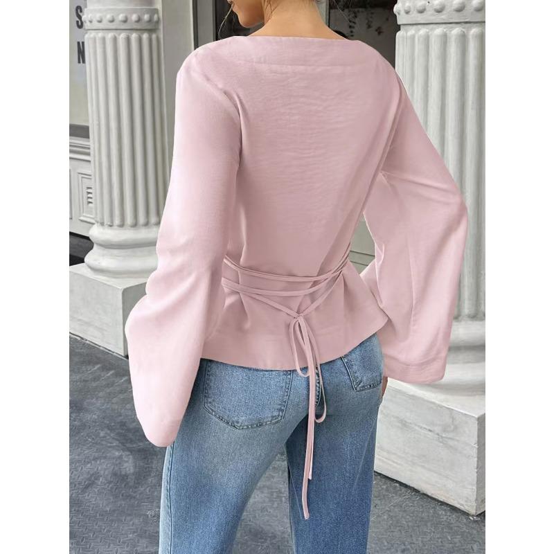 DAFIFY Moda Donna Casual Primavera Autunno Tinta Unita Stampa Manica Lunga Monospalla Bluse e Camicie