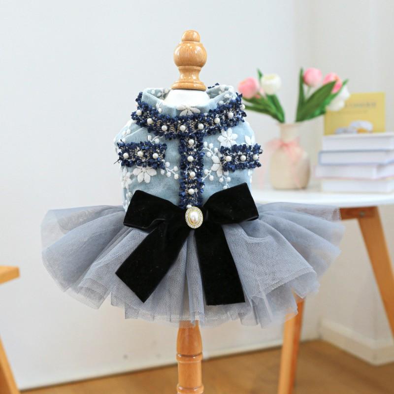 PETCIRCLE Small Medium Dog Dress Floral Knit Pet Skirt Clothing