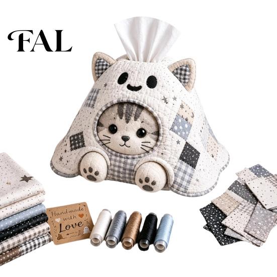 Decorative Paper Towel Holder Tissue Box DIY Sewing Kit, Halloween Theme, Patchwork Fabric Craft Creative Gift for Her Set, Handicraft Quilted Cover,