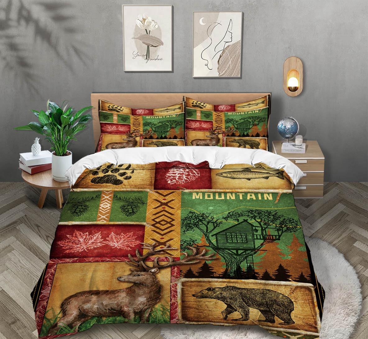 

Comforter Country Farmhouse Queen King Size Animals Wildlife Cabin Bedding Set Nostalgic Room Decor 3 Pcs With 2 S Comforter (quilt)-EU Single(135*200cm)3pcs